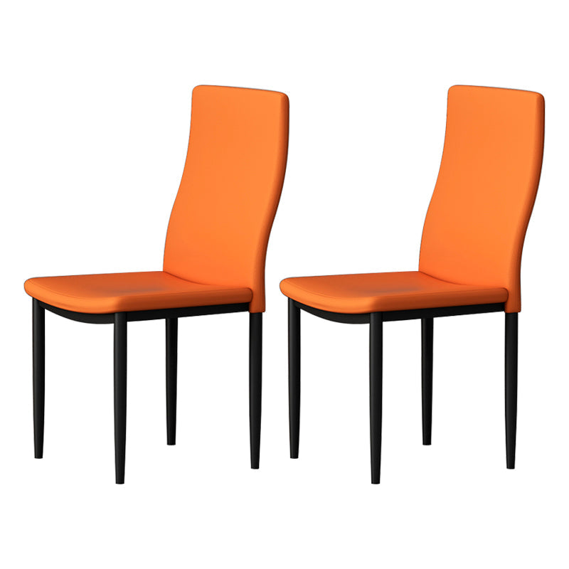 Scandinavian Home Side Chair Solid Back Upholstered Metal Dining Room Chair Orange Set of 2 Clearhalo ' kitchen&dining_furn' 'Dining Chairs' 'Dining Tables & Seating' 'dining_chair' 'Furniture' 'furniture_dining_chair' 'Kitchen & Dining Furniture' 'kitchen' 3724595