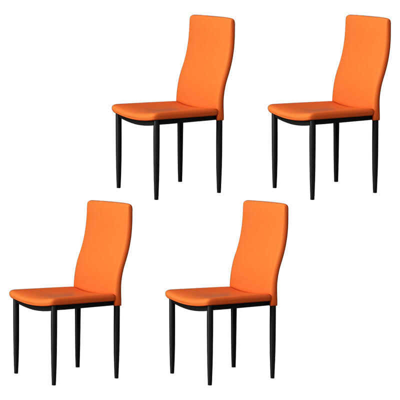 Scandinavian Home Side Chair Solid Back Upholstered Metal Dining Room Chair Orange Set of 4 Clearhalo ' kitchen&dining_furn' 'Dining Chairs' 'Dining Tables & Seating' 'dining_chair' 'Furniture' 'furniture_dining_chair' 'Kitchen & Dining Furniture' 'kitchen' 3724596