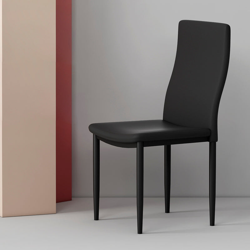 Scandinavian Home Side Chair Solid Back Upholstered Metal Dining Room Chair Black 1 Piece Clearhalo ' kitchen&dining_furn' 'Dining Chairs' 'Dining Tables & Seating' 'dining_chair' 'Furniture' 'furniture_dining_chair' 'Kitchen & Dining Furniture' 'kitchen' 3724598