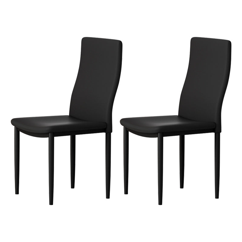 Scandinavian Home Side Chair Solid Back Upholstered Metal Dining Room Chair Black Set of 2 Clearhalo ' kitchen&dining_furn' 'Dining Chairs' 'Dining Tables & Seating' 'dining_chair' 'Furniture' 'furniture_dining_chair' 'Kitchen & Dining Furniture' 'kitchen' 3724600