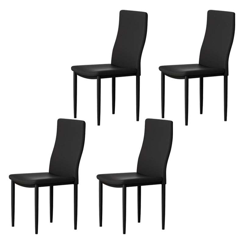 Scandinavian Home Side Chair Solid Back Upholstered Metal Dining Room Chair Black Set of 4 Clearhalo ' kitchen&dining_furn' 'Dining Chairs' 'Dining Tables & Seating' 'dining_chair' 'Furniture' 'furniture_dining_chair' 'Kitchen & Dining Furniture' 'kitchen' 3724602