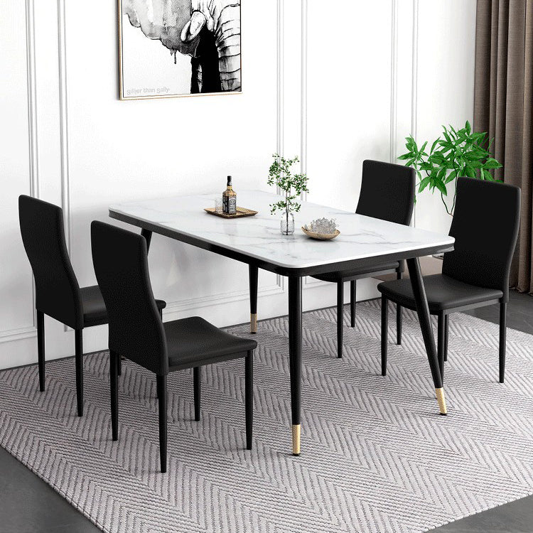 Scandinavian Home Side Chair Solid Back Upholstered Metal Dining Room Chair Clearhalo ' kitchen&dining_furn' 'Dining Chairs' 'Dining Tables & Seating' 'dining_chair' 'Furniture' 'furniture_dining_chair' 'Kitchen & Dining Furniture' 'kitchen' 3724603