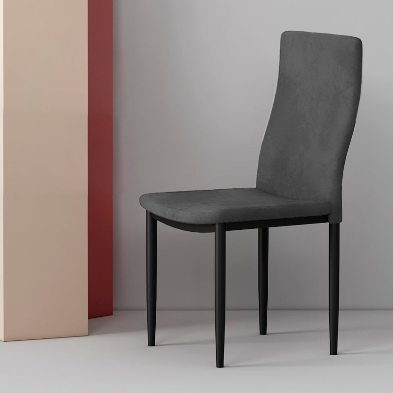 Scandinavian Home Side Chair Solid Back Upholstered Metal Dining Room Chair Grey 1 Piece Clearhalo ' kitchen&dining_furn' 'Dining Chairs' 'Dining Tables & Seating' 'dining_chair' 'Furniture' 'furniture_dining_chair' 'Kitchen & Dining Furniture' 'kitchen' 3724605