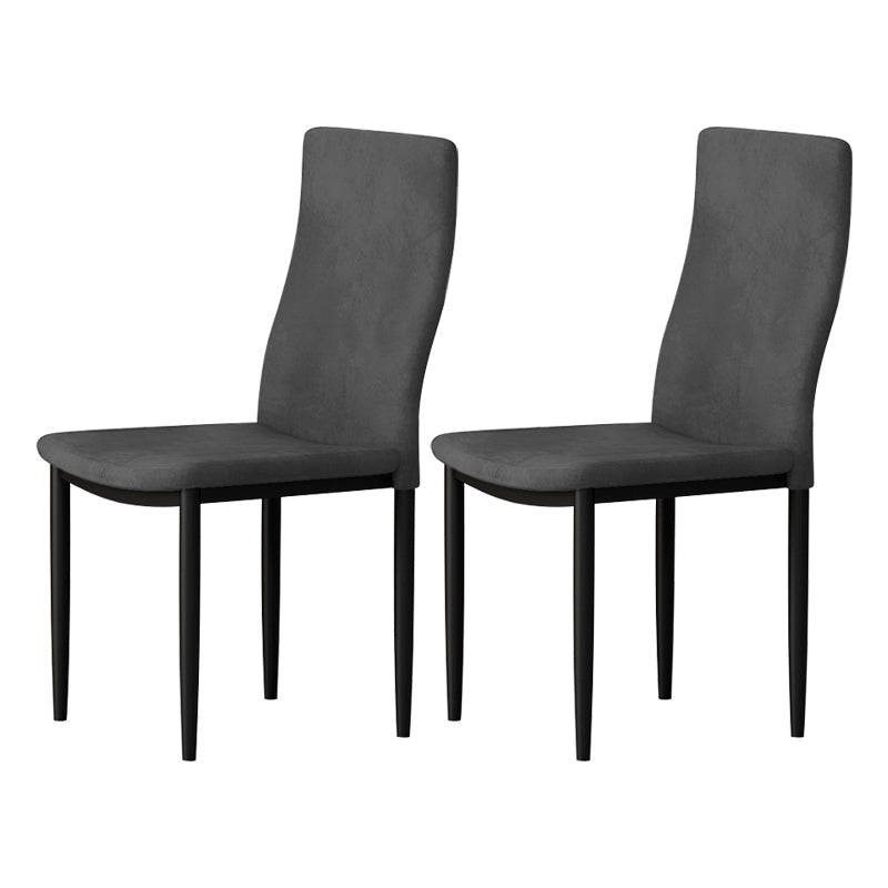 Scandinavian Home Side Chair Solid Back Upholstered Metal Dining Room Chair Grey Set of 2 Clearhalo ' kitchen&dining_furn' 'Dining Chairs' 'Dining Tables & Seating' 'dining_chair' 'Furniture' 'furniture_dining_chair' 'Kitchen & Dining Furniture' 'kitchen' 3724607