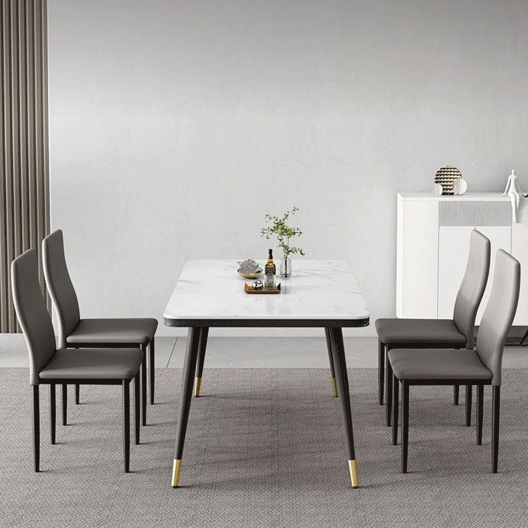 Scandinavian Home Side Chair Solid Back Upholstered Metal Dining Room Chair Clearhalo ' kitchen&dining_furn' 'Dining Chairs' 'Dining Tables & Seating' 'dining_chair' 'Furniture' 'furniture_dining_chair' 'Kitchen & Dining Furniture' 'kitchen' 3724609