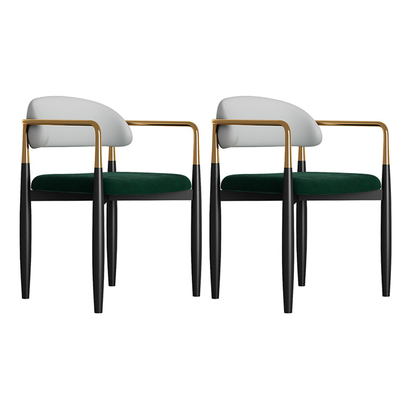 Contemporary Metal Dining Room ArmChairs Open Back Dining Side Chair for Home Use Gray-Green 2 Piece Set Clearhalo ' kitchen&dining_furn' 'Dining Chairs' 'Dining Tables & Seating' 'dining_chair' 'furn' 'furn_dining_chair' 'Furniture' 'furniture_dining_chair' 'Kitchen & Dining Furniture' 'kitchen' 3724619