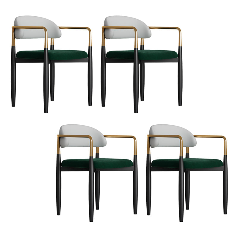 Contemporary Metal Dining Room ArmChairs Open Back Dining Side Chair for Home Use Gray-Green 4 Piece Set Clearhalo ' kitchen&dining_furn' 'Dining Chairs' 'Dining Tables & Seating' 'dining_chair' 'furn' 'furn_dining_chair' 'Furniture' 'furniture_dining_chair' 'Kitchen & Dining Furniture' 'kitchen' 3724621