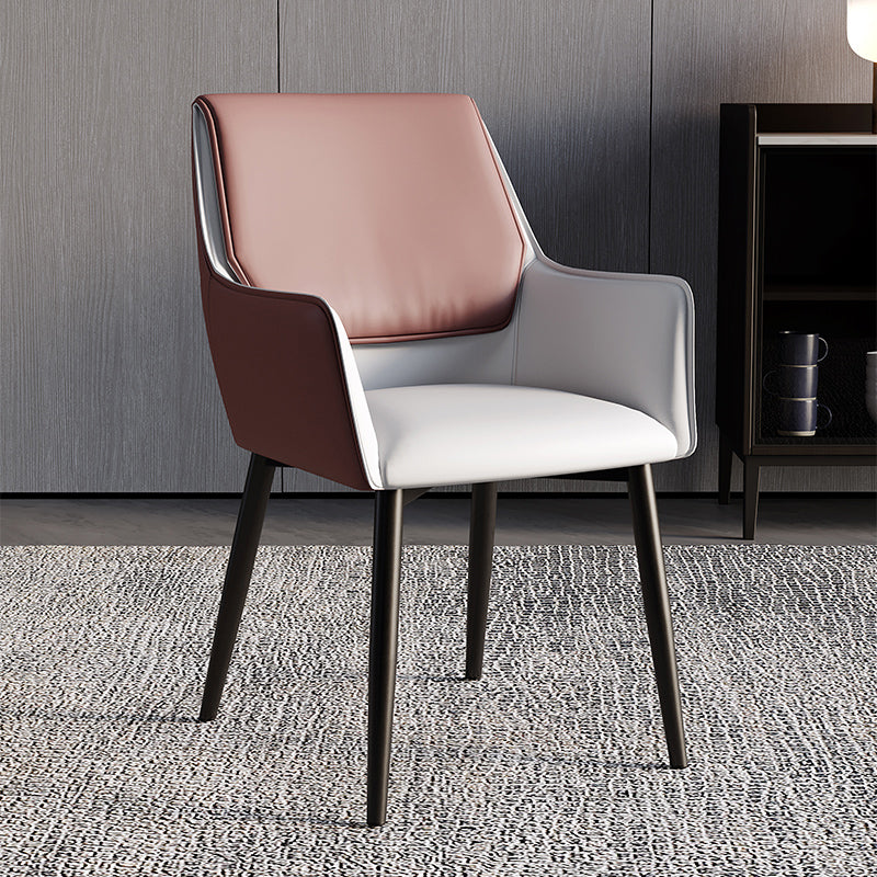 Home Contemporary Arm Chair Parsons Back Metal Dining Room Chair with Cushion Beige 1 Piece Clearhalo ' kitchen&dining_furn' 'Dining Chairs' 'Dining Tables & Seating' 'dining_chair' 'furn' 'furn_dining_chair' 'Furniture' 'furniture_dining_chair' 'Kitchen & Dining Furniture' 'kitchen' 3724630