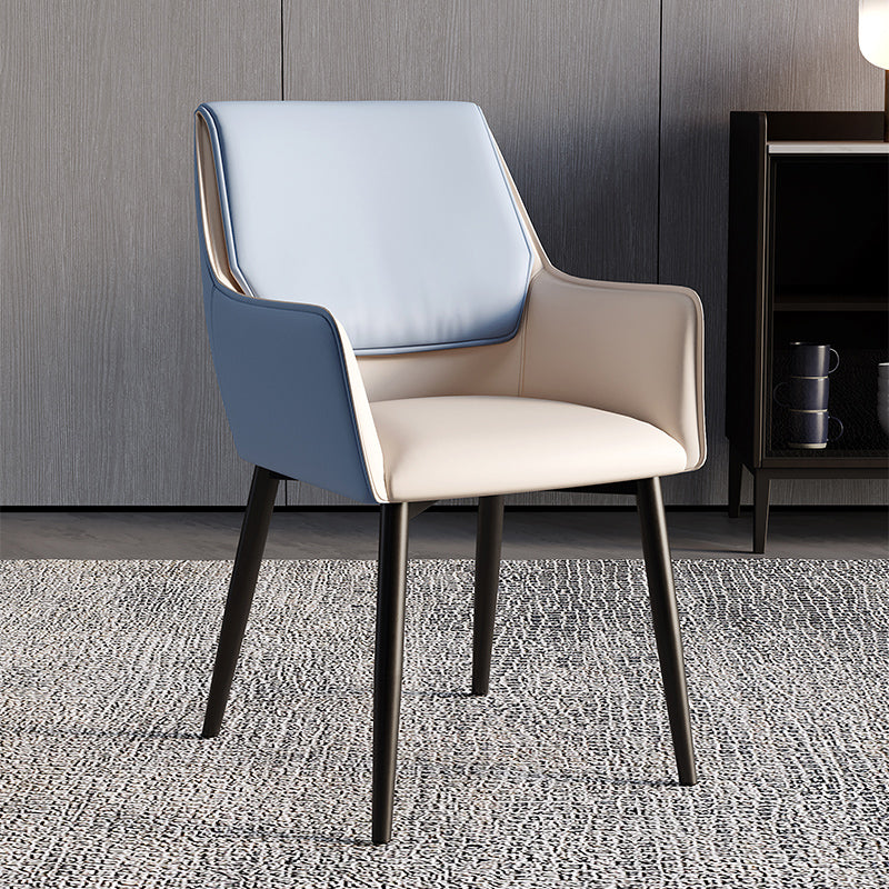 Home Contemporary Arm Chair Parsons Back Metal Dining Room Chair with Cushion Off-White 1 Piece Clearhalo ' kitchen&dining_furn' 'Dining Chairs' 'Dining Tables & Seating' 'dining_chair' 'furn' 'furn_dining_chair' 'Furniture' 'furniture_dining_chair' 'Kitchen & Dining Furniture' 'kitchen' 3724636