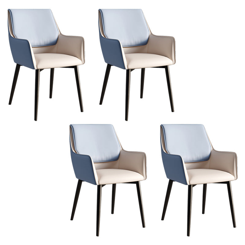 Home Contemporary Arm Chair Parsons Back Metal Dining Room Chair with Cushion Off-White 4 Piece Set Clearhalo ' kitchen&dining_furn' 'Dining Chairs' 'Dining Tables & Seating' 'dining_chair' 'furn' 'furn_dining_chair' 'Furniture' 'furniture_dining_chair' 'Kitchen & Dining Furniture' 'kitchen' 3724640