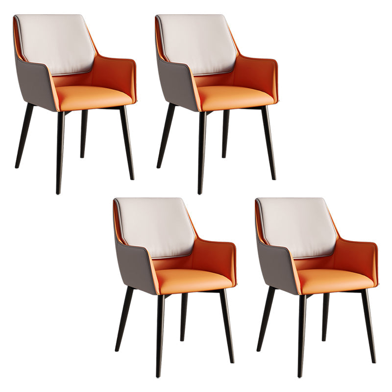 Home Contemporary Arm Chair Parsons Back Metal Dining Room Chair with Cushion Orange 4 Piece Set Clearhalo ' kitchen&dining_furn' 'Dining Chairs' 'Dining Tables & Seating' 'dining_chair' 'furn' 'furn_dining_chair' 'Furniture' 'furniture_dining_chair' 'Kitchen & Dining Furniture' 'kitchen' 3724645
