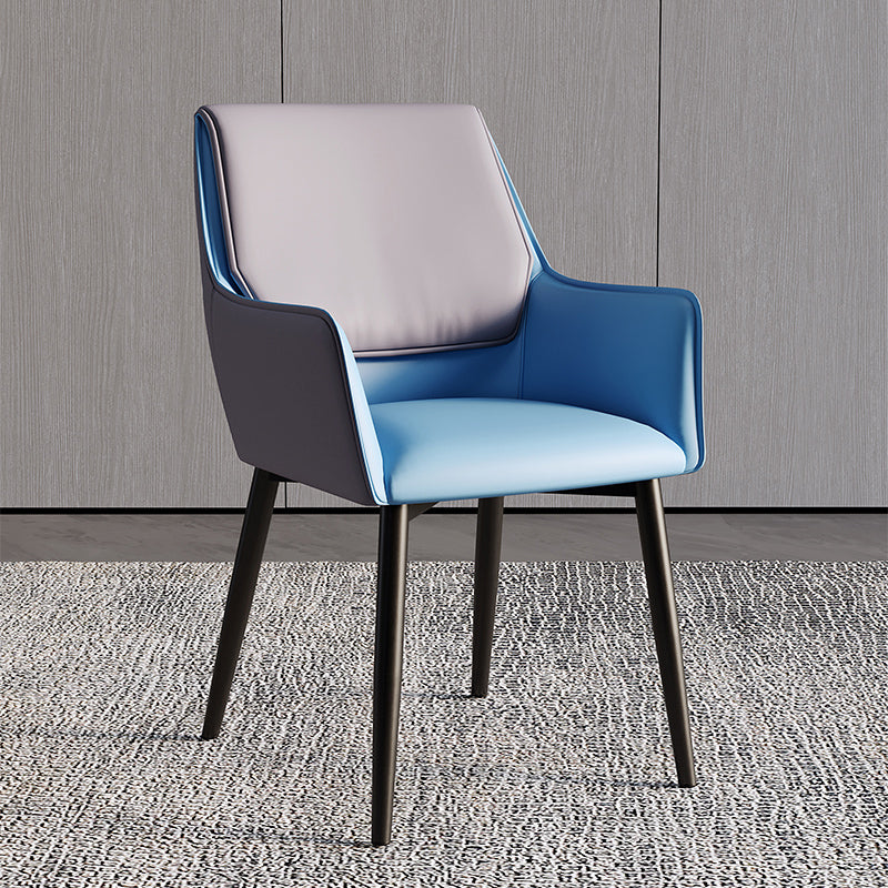 Home Contemporary Arm Chair Parsons Back Metal Dining Room Chair with Cushion Blue 1 Piece Clearhalo ' kitchen&dining_furn' 'Dining Chairs' 'Dining Tables & Seating' 'dining_chair' 'furn' 'furn_dining_chair' 'Furniture' 'furniture_dining_chair' 'Kitchen & Dining Furniture' 'kitchen' 3724647