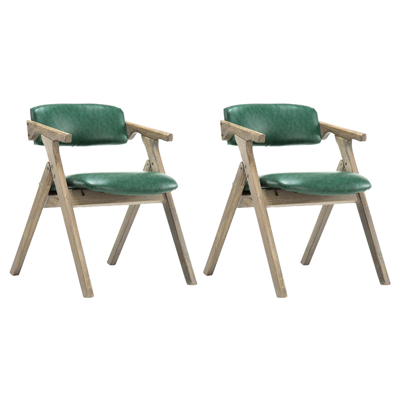 Foldable Dining Arm Chair Open Back Upholstered Armchair with Wood Legs Blackish Green 2 Piece Set Natural Wood Clearhalo ' kitchen&dining_furn' 'Dining Chairs' 'Dining Tables & Seating' 'dining_chair' 'furn' 'furn_dining_chair' 'Furniture' 'furniture_dining_chair' 'Kitchen & Dining Furniture' 'kitchen' 3724656