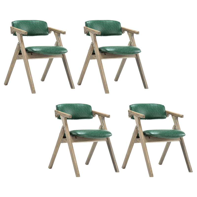 Foldable Dining Arm Chair Open Back Upholstered Armchair with Wood Legs Blackish Green 4 Piece Set Natural Wood Clearhalo ' kitchen&dining_furn' 'Dining Chairs' 'Dining Tables & Seating' 'dining_chair' 'furn' 'furn_dining_chair' 'Furniture' 'furniture_dining_chair' 'Kitchen & Dining Furniture' 'kitchen' 3724658