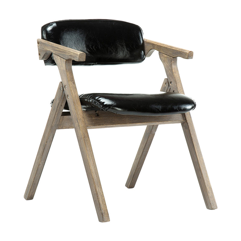 Foldable Dining Arm Chair Open Back Upholstered Armchair with Wood Legs Black 1 Piece Natural Wood Clearhalo ' kitchen&dining_furn' 'Dining Chairs' 'Dining Tables & Seating' 'dining_chair' 'furn' 'furn_dining_chair' 'Furniture' 'furniture_dining_chair' 'Kitchen & Dining Furniture' 'kitchen' 3724661