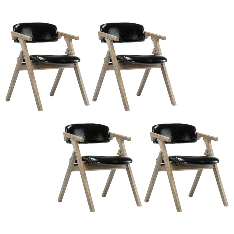 Foldable Dining Arm Chair Open Back Upholstered Armchair with Wood Legs Black 4 Piece Set Natural Wood Clearhalo ' kitchen&dining_furn' 'Dining Chairs' 'Dining Tables & Seating' 'dining_chair' 'furn' 'furn_dining_chair' 'Furniture' 'furniture_dining_chair' 'Kitchen & Dining Furniture' 'kitchen' 3724665