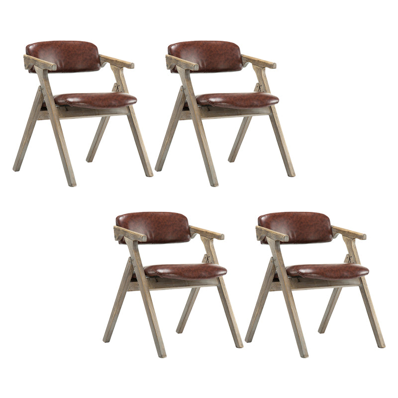 Foldable Dining Arm Chair Open Back Upholstered Armchair with Wood Legs Brown 4 Piece Set Natural Wood Clearhalo ' kitchen&dining_furn' 'Dining Chairs' 'Dining Tables & Seating' 'dining_chair' 'furn' 'furn_dining_chair' 'Furniture' 'furniture_dining_chair' 'Kitchen & Dining Furniture' 'kitchen' 3724669