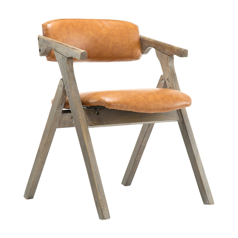 Foldable Dining Arm Chair Open Back Upholstered Armchair with Wood Legs Yellow-Brown 1 Piece Natural Wood Clearhalo ' kitchen&dining_furn' 'Dining Chairs' 'Dining Tables & Seating' 'dining_chair' 'furn' 'furn_dining_chair' 'Furniture' 'furniture_dining_chair' 'Kitchen & Dining Furniture' 'kitchen' 3724670
