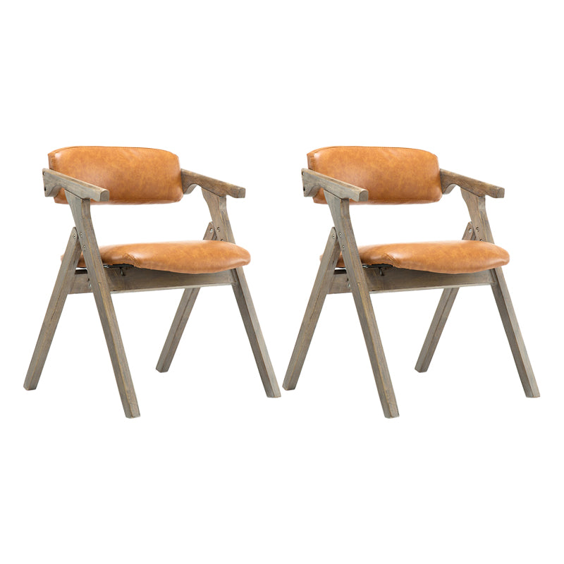Foldable Dining Arm Chair Open Back Upholstered Armchair with Wood Legs Yellow-Brown 2 Piece Set Natural Wood Clearhalo ' kitchen&dining_furn' 'Dining Chairs' 'Dining Tables & Seating' 'dining_chair' 'furn' 'furn_dining_chair' 'Furniture' 'furniture_dining_chair' 'Kitchen & Dining Furniture' 'kitchen' 3724671