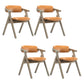 Foldable Dining Arm Chair Open Back Upholstered Armchair with Wood Legs Yellow-Brown 4 Piece Set Natural Wood Clearhalo ' kitchen&dining_furn' 'Dining Chairs' 'Dining Tables & Seating' 'dining_chair' 'furn' 'furn_dining_chair' 'Furniture' 'furniture_dining_chair' 'Kitchen & Dining Furniture' 'kitchen' 3724672