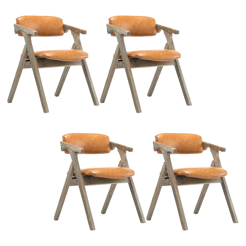 Foldable Dining Arm Chair Open Back Upholstered Armchair with Wood Legs Yellow-Brown 4 Piece Set Natural Wood Clearhalo ' kitchen&dining_furn' 'Dining Chairs' 'Dining Tables & Seating' 'dining_chair' 'furn' 'furn_dining_chair' 'Furniture' 'furniture_dining_chair' 'Kitchen & Dining Furniture' 'kitchen' 3724672