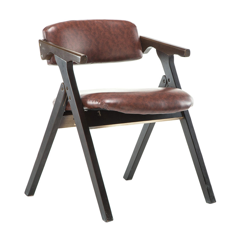 Foldable Dining Arm Chair Open Back Upholstered Armchair with Wood Legs Brown 1 Piece Walnut Clearhalo ' kitchen&dining_furn' 'Dining Chairs' 'Dining Tables & Seating' 'dining_chair' 'furn' 'furn_dining_chair' 'Furniture' 'furniture_dining_chair' 'Kitchen & Dining Furniture' 'kitchen' 3724673