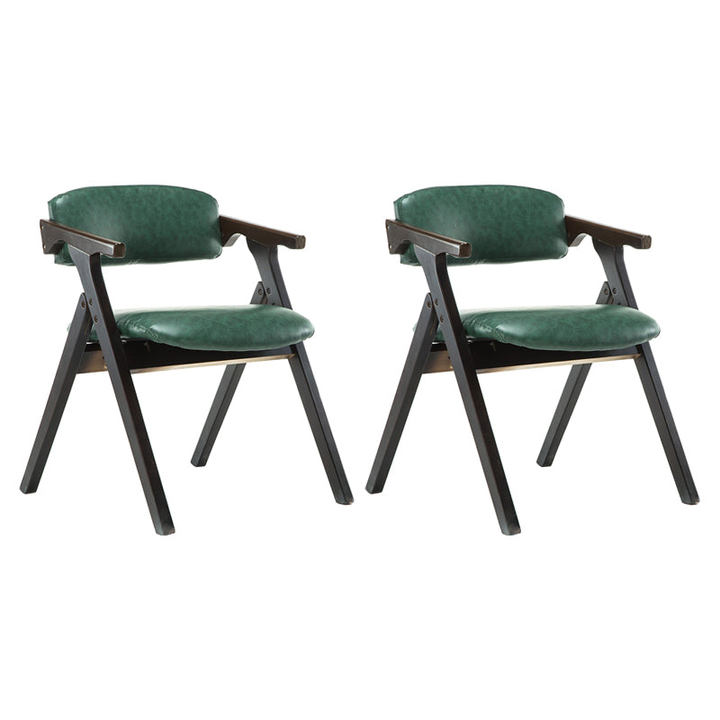 Foldable Dining Arm Chair Open Back Upholstered Armchair with Wood Legs Blackish Green 2 Piece Set Walnut Clearhalo ' kitchen&dining_furn' 'Dining Chairs' 'Dining Tables & Seating' 'dining_chair' 'furn' 'furn_dining_chair' 'Furniture' 'furniture_dining_chair' 'Kitchen & Dining Furniture' 'kitchen' 3724680