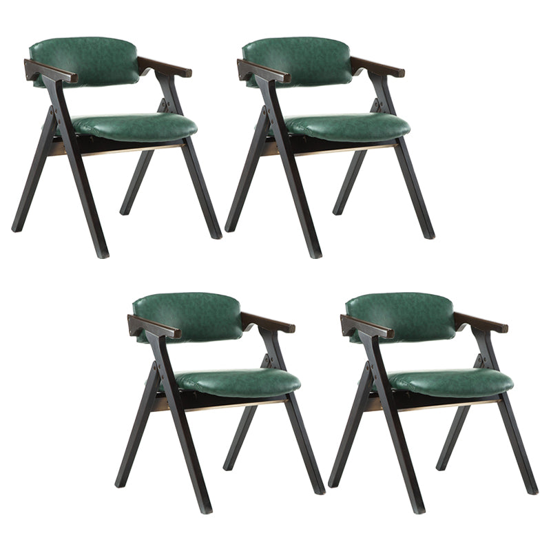 Foldable Dining Arm Chair Open Back Upholstered Armchair with Wood Legs Blackish Green 4 Piece Set Walnut Clearhalo ' kitchen&dining_furn' 'Dining Chairs' 'Dining Tables & Seating' 'dining_chair' 'furn' 'furn_dining_chair' 'Furniture' 'furniture_dining_chair' 'Kitchen & Dining Furniture' 'kitchen' 3724681