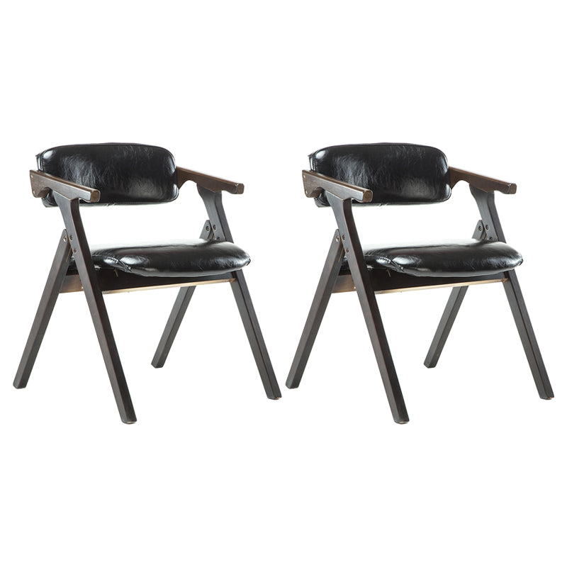 Foldable Dining Arm Chair Open Back Upholstered Armchair with Wood Legs Black 2 Piece Set Walnut Clearhalo ' kitchen&dining_furn' 'Dining Chairs' 'Dining Tables & Seating' 'dining_chair' 'furn' 'furn_dining_chair' 'Furniture' 'furniture_dining_chair' 'Kitchen & Dining Furniture' 'kitchen' 3724682