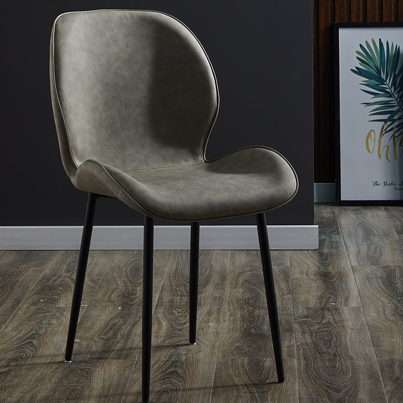 Home Scandinavian Side Chair Solid Back Metal Upholstered Dining Room Chair Clearhalo ' kitchen&dining_furn' 'Dining Chairs' 'Dining Tables & Seating' 'dining_chair' 'furn' 'furn_dining_chair' 'Furniture' 'furniture_dining_chair' 'Kitchen & Dining Furniture' 'kitchen' 3724684