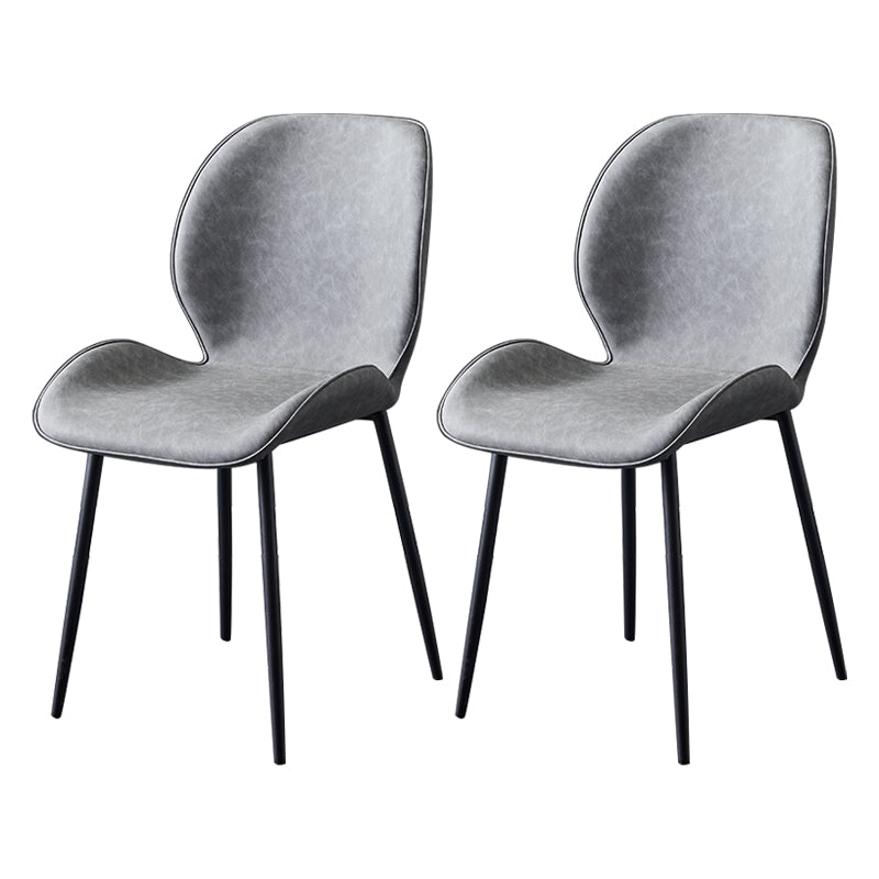 Home Scandinavian Side Chair Solid Back Metal Upholstered Dining Room Chair Grey 2 Piece Set Clearhalo ' kitchen&dining_furn' 'Dining Chairs' 'Dining Tables & Seating' 'dining_chair' 'furn' 'furn_dining_chair' 'Furniture' 'furniture_dining_chair' 'Kitchen & Dining Furniture' 'kitchen' 3724687