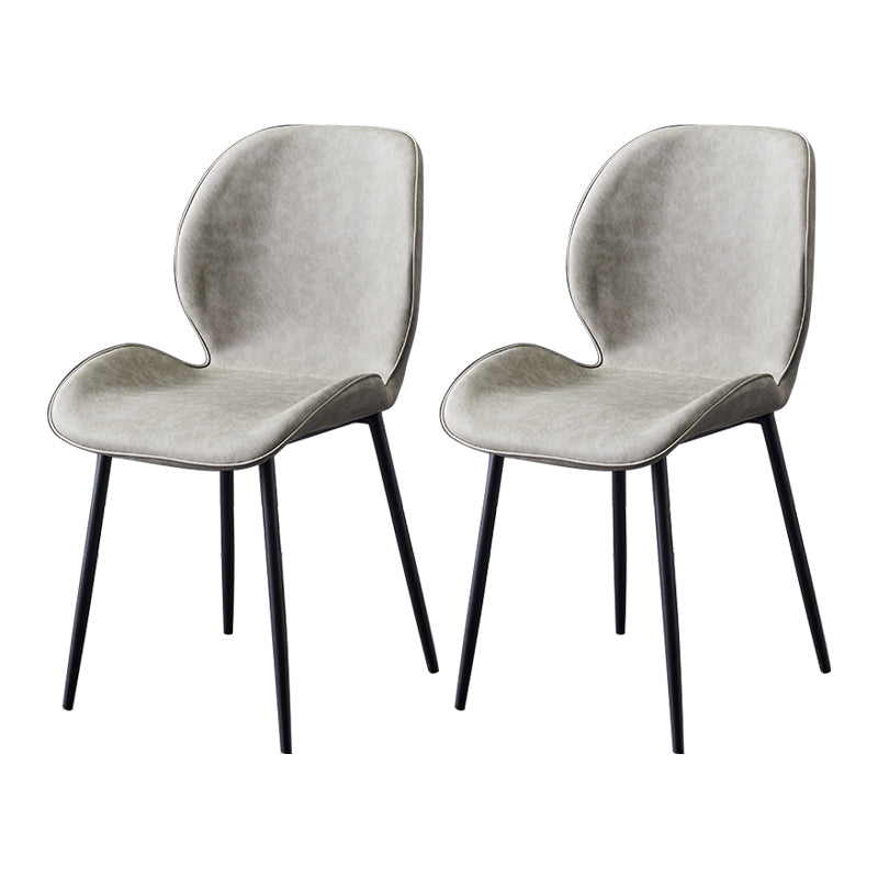 Home Scandinavian Side Chair Solid Back Metal Upholstered Dining Room Chair Silver 2 Piece Set Clearhalo ' kitchen&dining_furn' 'Dining Chairs' 'Dining Tables & Seating' 'dining_chair' 'furn' 'furn_dining_chair' 'Furniture' 'furniture_dining_chair' 'Kitchen & Dining Furniture' 'kitchen' 3724692