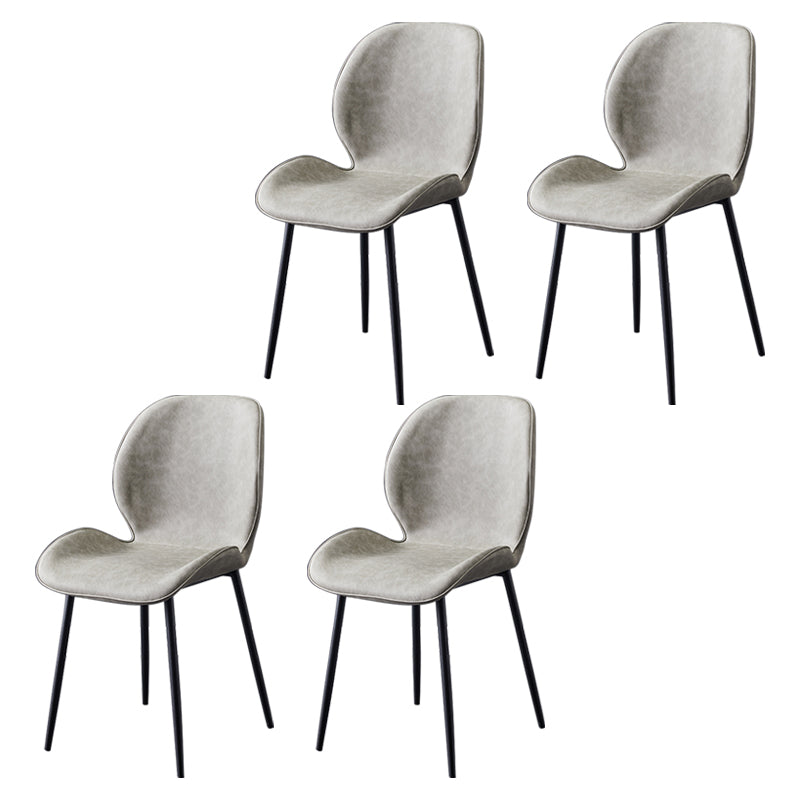 Home Scandinavian Side Chair Solid Back Metal Upholstered Dining Room Chair Silver 4 Piece Set Clearhalo ' kitchen&dining_furn' 'Dining Chairs' 'Dining Tables & Seating' 'dining_chair' 'furn' 'furn_dining_chair' 'Furniture' 'furniture_dining_chair' 'Kitchen & Dining Furniture' 'kitchen' 3724694