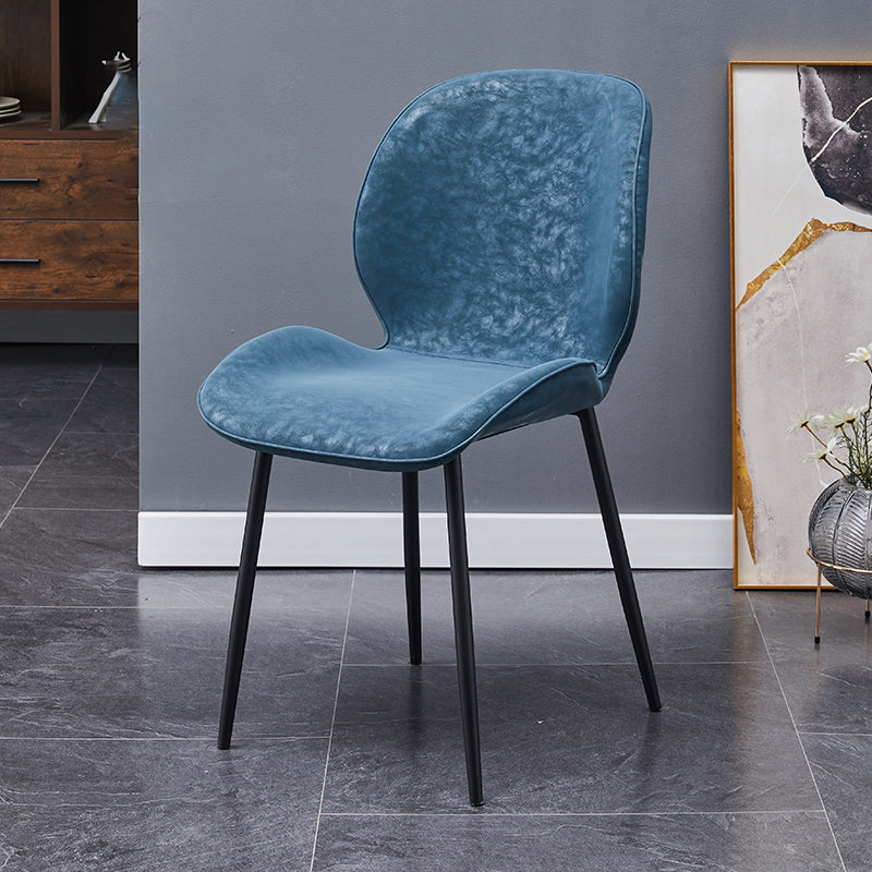 Home Scandinavian Side Chair Solid Back Metal Upholstered Dining Room Chair Blue 1 Piece Clearhalo ' kitchen&dining_furn' 'Dining Chairs' 'Dining Tables & Seating' 'dining_chair' 'furn' 'furn_dining_chair' 'Furniture' 'furniture_dining_chair' 'Kitchen & Dining Furniture' 'kitchen' 3724696