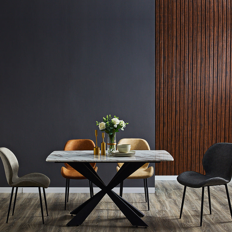 Home Scandinavian Side Chair Solid Back Metal Upholstered Dining Room Chair Clearhalo ' kitchen&dining_furn' 'Dining Chairs' 'Dining Tables & Seating' 'dining_chair' 'furn' 'furn_dining_chair' 'Furniture' 'furniture_dining_chair' 'Kitchen & Dining Furniture' 'kitchen' 3724697