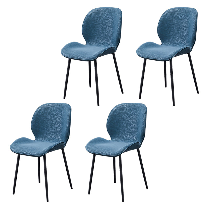 Home Scandinavian Side Chair Solid Back Metal Upholstered Dining Room Chair Blue 4 Piece Set Clearhalo ' kitchen&dining_furn' 'Dining Chairs' 'Dining Tables & Seating' 'dining_chair' 'furn' 'furn_dining_chair' 'Furniture' 'furniture_dining_chair' 'Kitchen & Dining Furniture' 'kitchen' 3724700