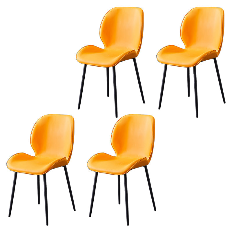 Home Scandinavian Side Chair Solid Back Metal Upholstered Dining Room Chair Ginger 4 Piece Set Clearhalo ' kitchen&dining_furn' 'Dining Chairs' 'Dining Tables & Seating' 'dining_chair' 'furn' 'furn_dining_chair' 'Furniture' 'furniture_dining_chair' 'Kitchen & Dining Furniture' 'kitchen' 3724703