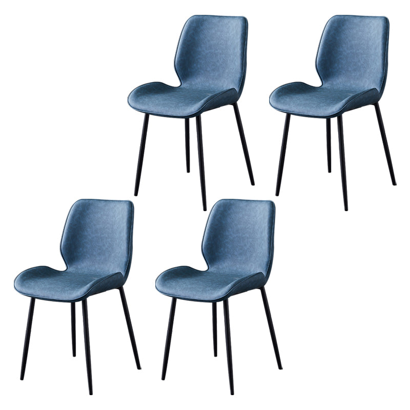 Home Scandinavian Side Chair Solid Back Metal Upholstered Dining Room Chair Dark Blue 4 Piece Set Clearhalo ' kitchen&dining_furn' 'Dining Chairs' 'Dining Tables & Seating' 'dining_chair' 'furn' 'furn_dining_chair' 'Furniture' 'furniture_dining_chair' 'Kitchen & Dining Furniture' 'kitchen' 3724706