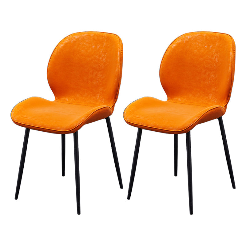 Home Scandinavian Side Chair Solid Back Metal Upholstered Dining Room Chair Orange 2 Piece Set Clearhalo ' kitchen&dining_furn' 'Dining Chairs' 'Dining Tables & Seating' 'dining_chair' 'furn' 'furn_dining_chair' 'Furniture' 'furniture_dining_chair' 'Kitchen & Dining Furniture' 'kitchen' 3724710