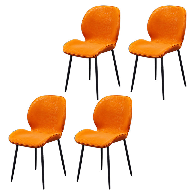 Home Scandinavian Side Chair Solid Back Metal Upholstered Dining Room Chair Orange 4 Piece Set Clearhalo ' kitchen&dining_furn' 'Dining Chairs' 'Dining Tables & Seating' 'dining_chair' 'furn' 'furn_dining_chair' 'Furniture' 'furniture_dining_chair' 'Kitchen & Dining Furniture' 'kitchen' 3724711