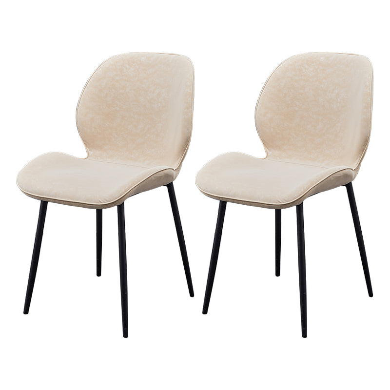 Home Scandinavian Side Chair Solid Back Metal Upholstered Dining Room Chair Off-White 2 Piece Set Clearhalo ' kitchen&dining_furn' 'Dining Chairs' 'Dining Tables & Seating' 'dining_chair' 'furn' 'furn_dining_chair' 'Furniture' 'furniture_dining_chair' 'Kitchen & Dining Furniture' 'kitchen' 3724713