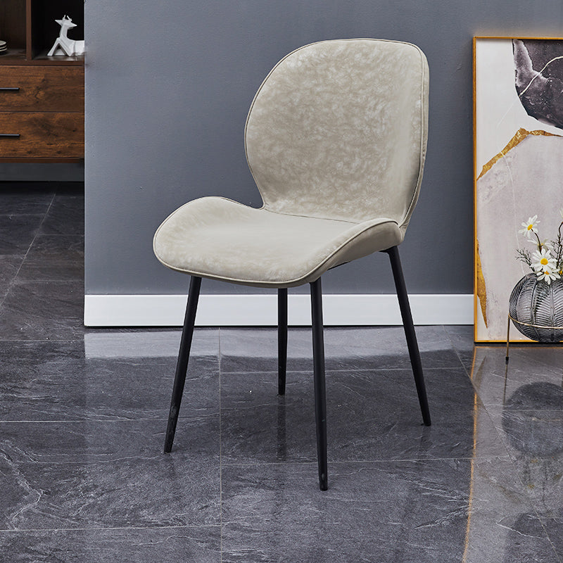 Home Scandinavian Side Chair Solid Back Metal Upholstered Dining Room Chair Light Gray 1 Piece Clearhalo ' kitchen&dining_furn' 'Dining Chairs' 'Dining Tables & Seating' 'dining_chair' 'furn' 'furn_dining_chair' 'Furniture' 'furniture_dining_chair' 'Kitchen & Dining Furniture' 'kitchen' 3724718