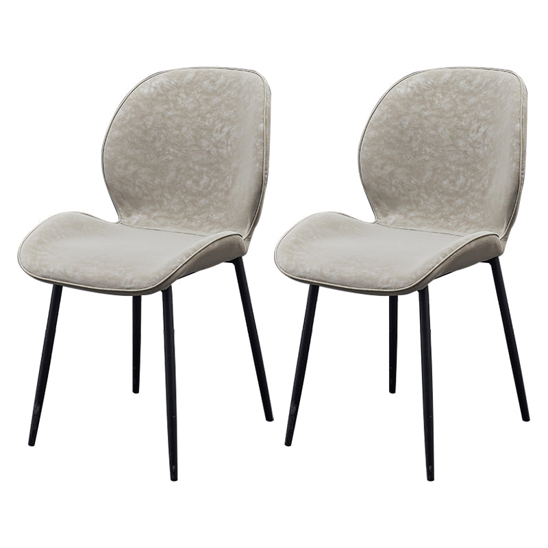 Home Scandinavian Side Chair Solid Back Metal Upholstered Dining Room Chair Light Gray 2 Piece Set Clearhalo ' kitchen&dining_furn' 'Dining Chairs' 'Dining Tables & Seating' 'dining_chair' 'furn' 'furn_dining_chair' 'Furniture' 'furniture_dining_chair' 'Kitchen & Dining Furniture' 'kitchen' 3724719