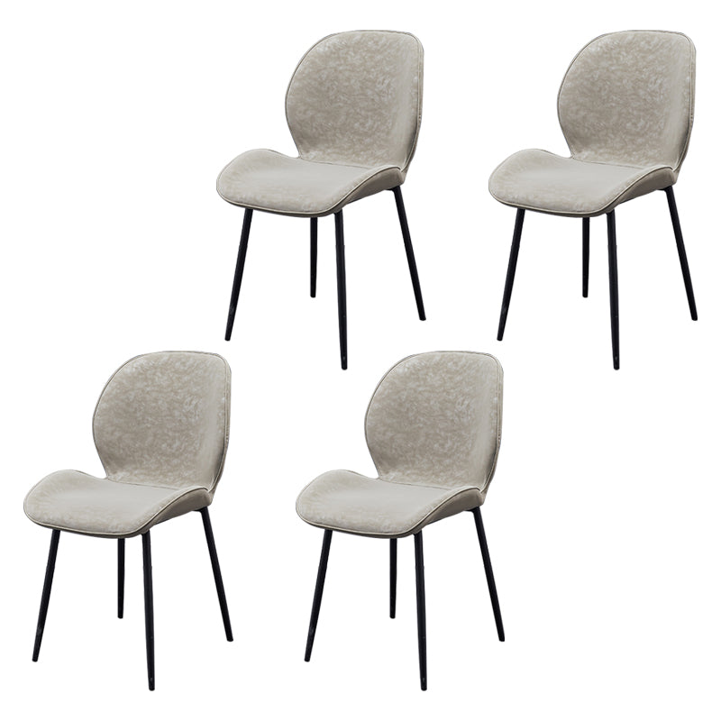 Home Scandinavian Side Chair Solid Back Metal Upholstered Dining Room Chair Light Gray 4 Piece Set Clearhalo ' kitchen&dining_furn' 'Dining Chairs' 'Dining Tables & Seating' 'dining_chair' 'furn' 'furn_dining_chair' 'Furniture' 'furniture_dining_chair' 'Kitchen & Dining Furniture' 'kitchen' 3724720