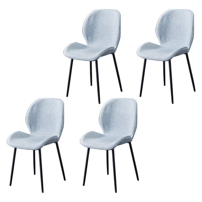 Home Scandinavian Side Chair Solid Back Metal Upholstered Dining Room Chair Sky Blue 4 Piece Set Clearhalo ' kitchen&dining_furn' 'Dining Chairs' 'Dining Tables & Seating' 'dining_chair' 'furn' 'furn_dining_chair' 'Furniture' 'furniture_dining_chair' 'Kitchen & Dining Furniture' 'kitchen' 3724723