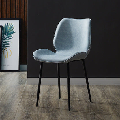 Home Scandinavian Side Chair Solid Back Metal Upholstered Dining Room Chair Light Blue 1 Piece Clearhalo ' kitchen&dining_furn' 'Dining Chairs' 'Dining Tables & Seating' 'dining_chair' 'furn' 'furn_dining_chair' 'Furniture' 'furniture_dining_chair' 'Kitchen & Dining Furniture' 'kitchen' 3724724