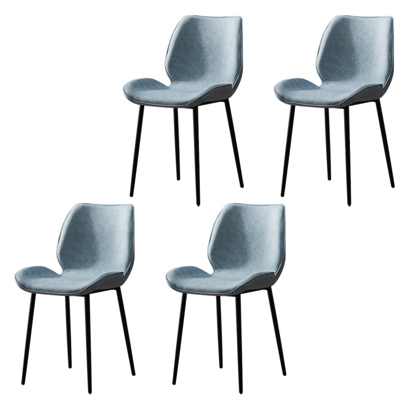 Home Scandinavian Side Chair Solid Back Metal Upholstered Dining Room Chair Light Blue 4 Piece Set Clearhalo ' kitchen&dining_furn' 'Dining Chairs' 'Dining Tables & Seating' 'dining_chair' 'furn' 'furn_dining_chair' 'Furniture' 'furniture_dining_chair' 'Kitchen & Dining Furniture' 'kitchen' 3724726