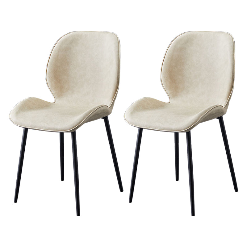 Home Scandinavian Side Chair Solid Back Metal Upholstered Dining Room Chair Beige 2 Piece Set Clearhalo ' kitchen&dining_furn' 'Dining Chairs' 'Dining Tables & Seating' 'dining_chair' 'furn' 'furn_dining_chair' 'Furniture' 'furniture_dining_chair' 'Kitchen & Dining Furniture' 'kitchen' 3724728