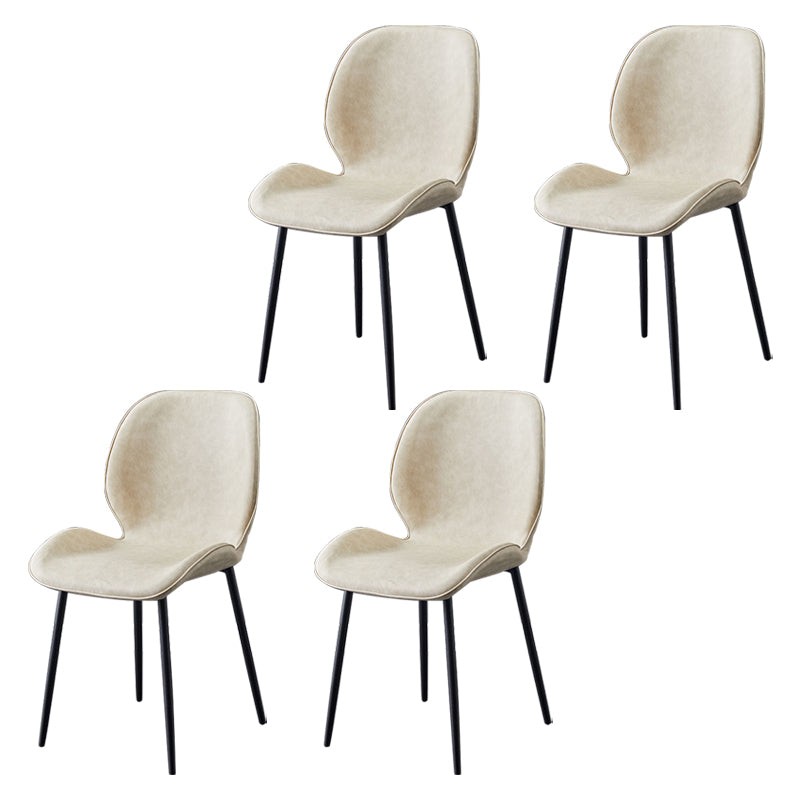 Home Scandinavian Side Chair Solid Back Metal Upholstered Dining Room Chair Beige 4 Piece Set Clearhalo ' kitchen&dining_furn' 'Dining Chairs' 'Dining Tables & Seating' 'dining_chair' 'furn' 'furn_dining_chair' 'Furniture' 'furniture_dining_chair' 'Kitchen & Dining Furniture' 'kitchen' 3724729