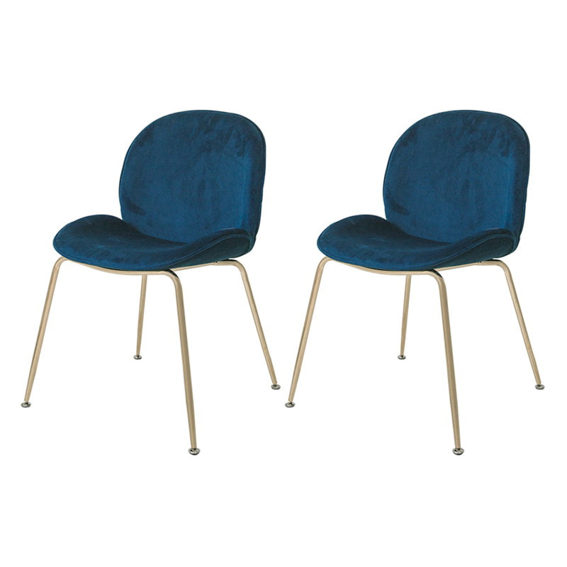 Nordic Glam Style Dining Chair Armless Home Side Chair with Metal Legs Dark Blue 2 Piece Set Clearhalo ' kitchen&dining_furn' 'Dining Chairs' 'Dining Tables & Seating' 'dining_chair' 'furn' 'furn_dining_chair' 'Furniture' 'furniture_dining_chair' 'Kitchen & Dining Furniture' 'kitchen' 3724762
